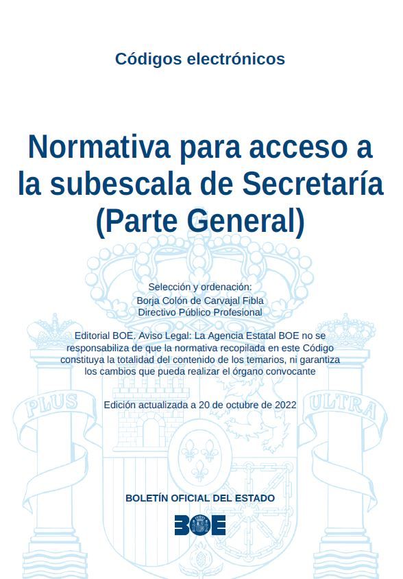 Normativa para acceso a la subescala de Secretaría (Parte General)