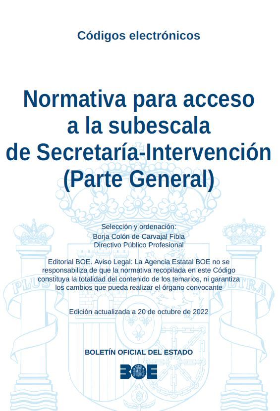 Normativa para acceso a la subescala de Secretaría-Intervención (Parte General)