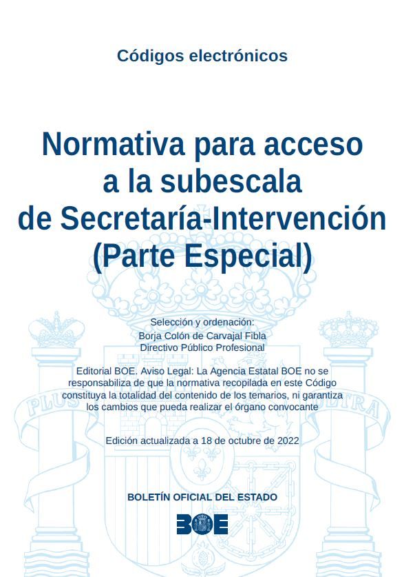 Normativa para acceso a la subescala de Secretaría-Intervención (Parte Especial)