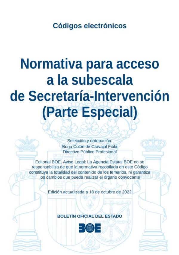 Normativa para acceso a la subescala de Secretaría-Intervención (Parte Especial)