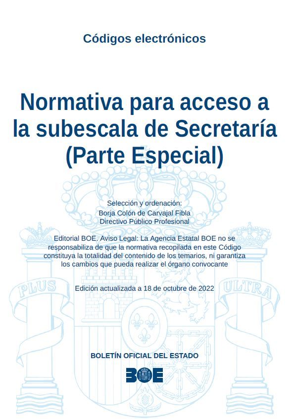Normativa para acceso a la subescala de Secretaría (Parte Especial)