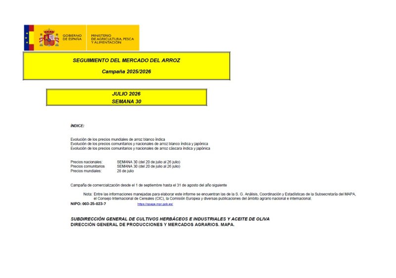 Seguimiento del Mercado del Arroz