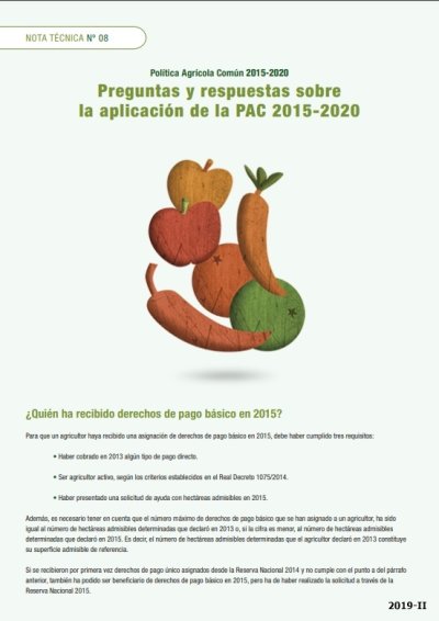 Informes sobre la aplicación de la PAC en España